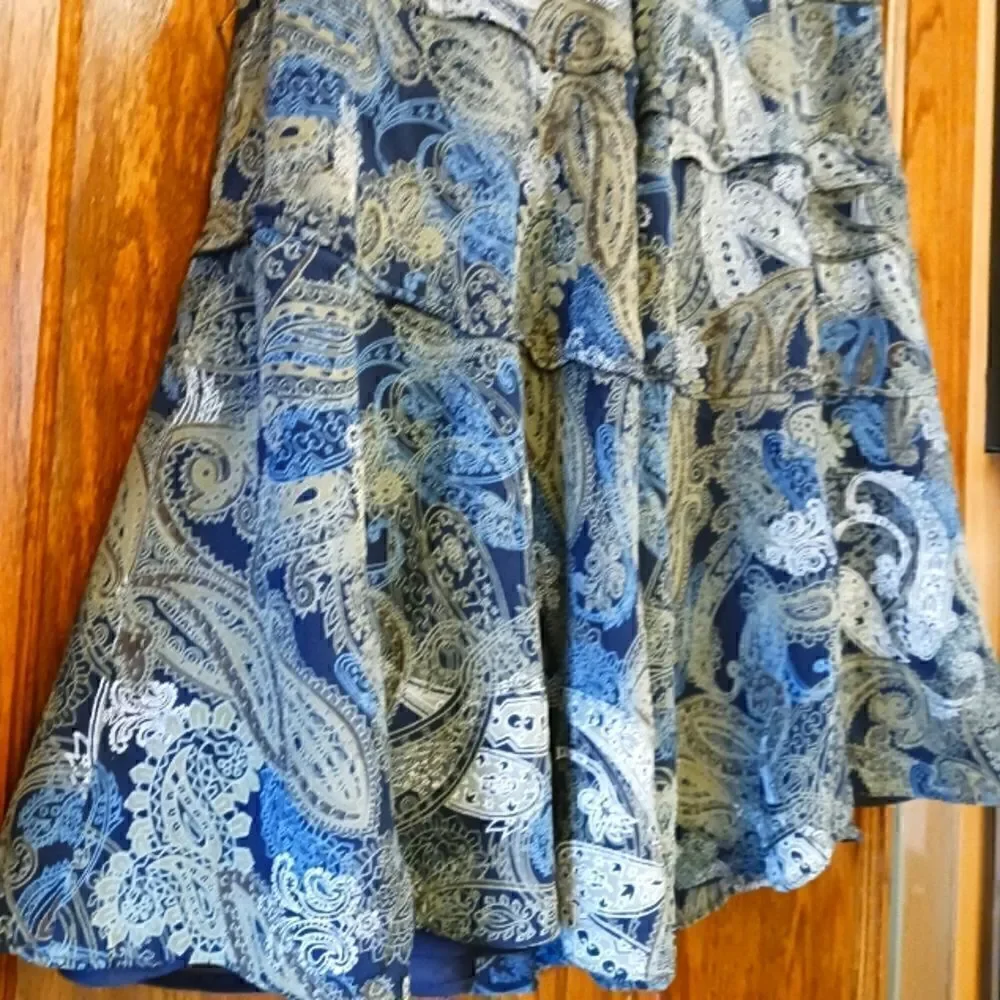 Jones New York Silk Paisley Tiered Skirt